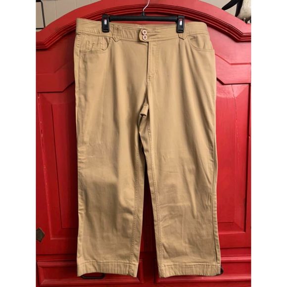 JMS Size 20 W Tan Wide Leg Pants Dressy or Casual Only Worn 1 Time Double Button - Picture 1 of 3